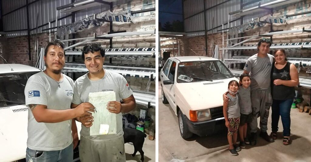 Para ser buen trabajador, su jefe le regala un auto.