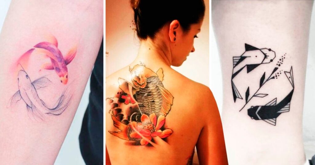15 diseños de tatuajes de peces koi para personas fuertes