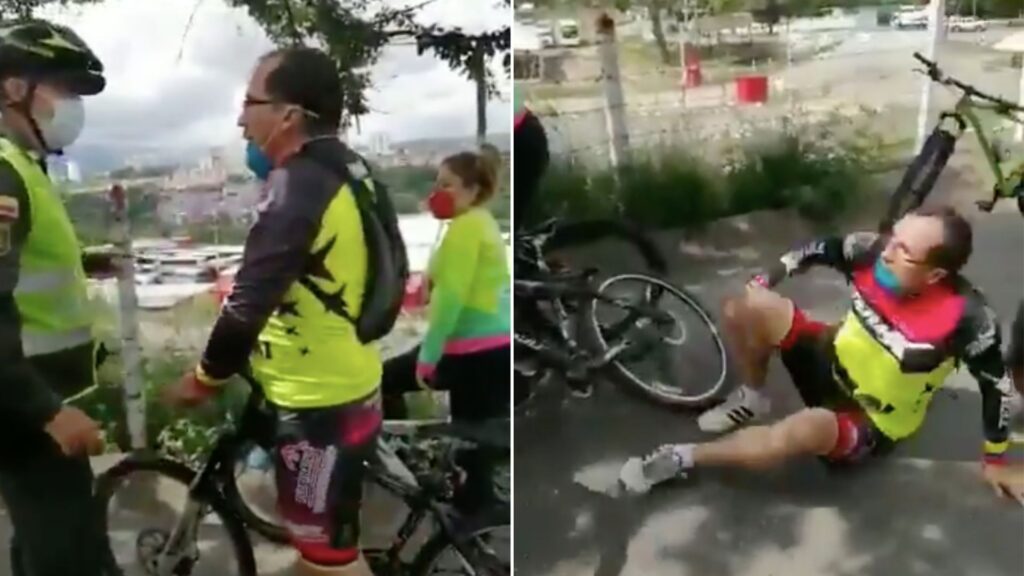 Ciclista lesionado fingió ser golpeado por un policía y se volvió viral
